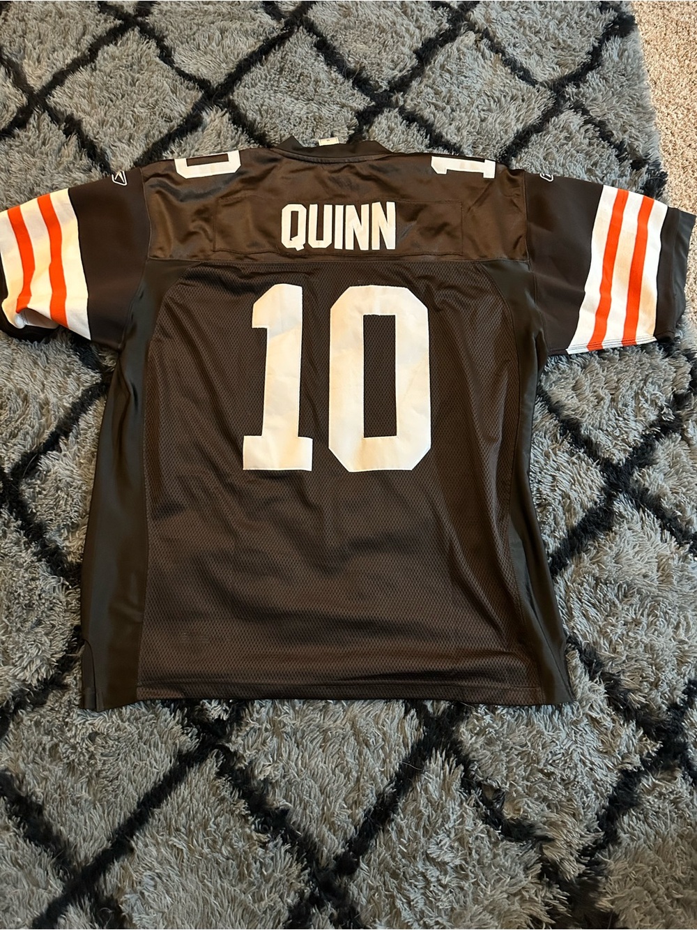 adidas Black White and Orange Quinn #10 Football Jersey